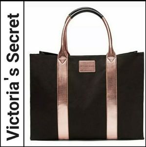 💋 VICTORIA'S SECRET BLACK/ROSE GOLD TOTE 💋